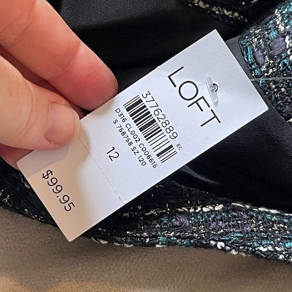 Anne Taylor Loft NWT green black tweed holiday shift dress - Picture 4 of 8